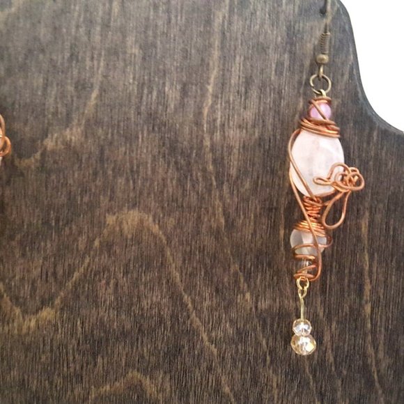 Rose Quartz Mystic Aura Quartz Crystal Earrings - Picture 5 of 7